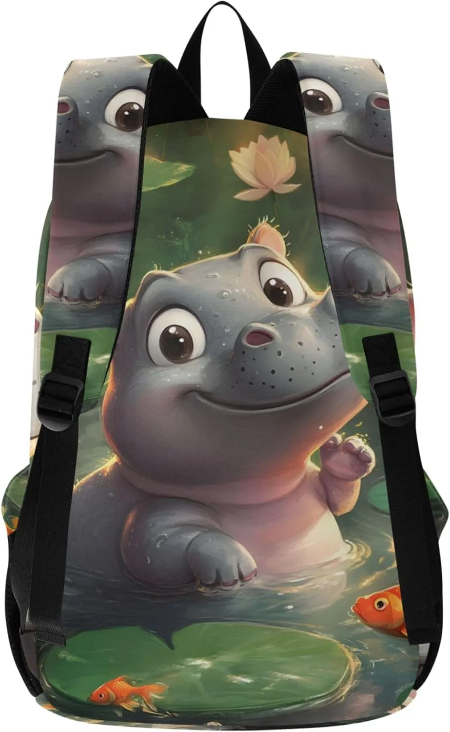 Joisal Cute Cartoon Hippopotamus Casual Backpack for Men Women Simple Bookbag Cool College Student