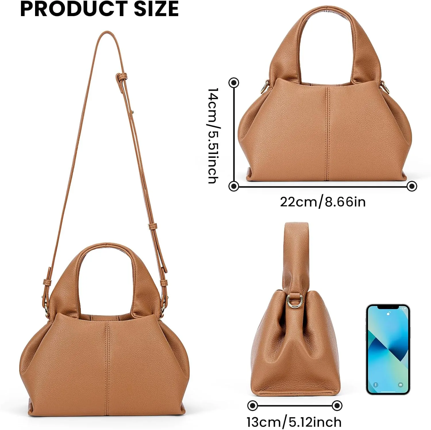 JQWYGB Cloud Pouch Dumpling Clutch Purse Women Tote Shoulder Retro Crossbody Bag with Removable Strap