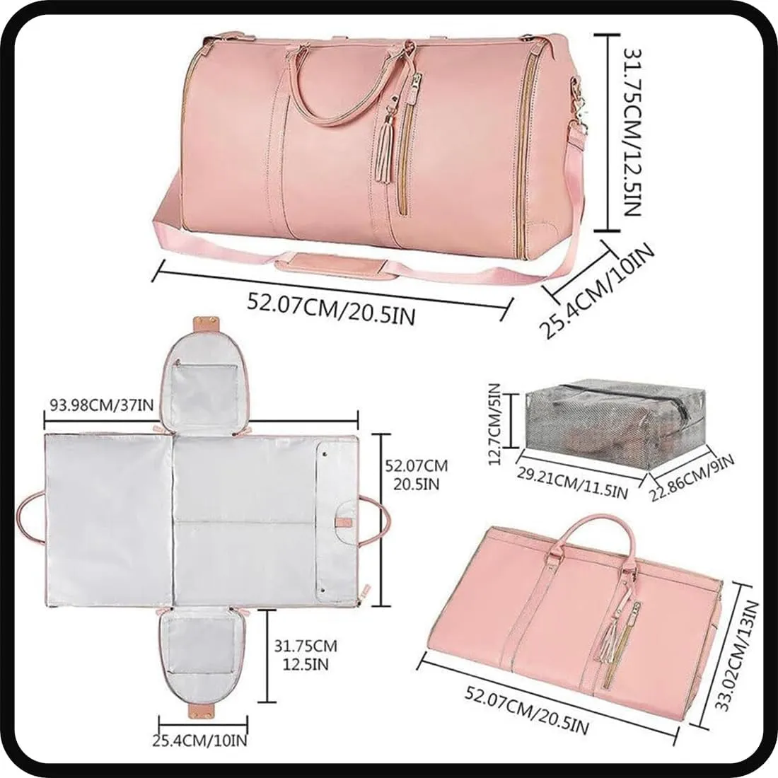 June Travel Bag, Convertible Duffle Garment Bag, 3 In 1 Garment Duffle Bags for Travel, Large Capacity Luggage Bag for Women (one size,Beige)