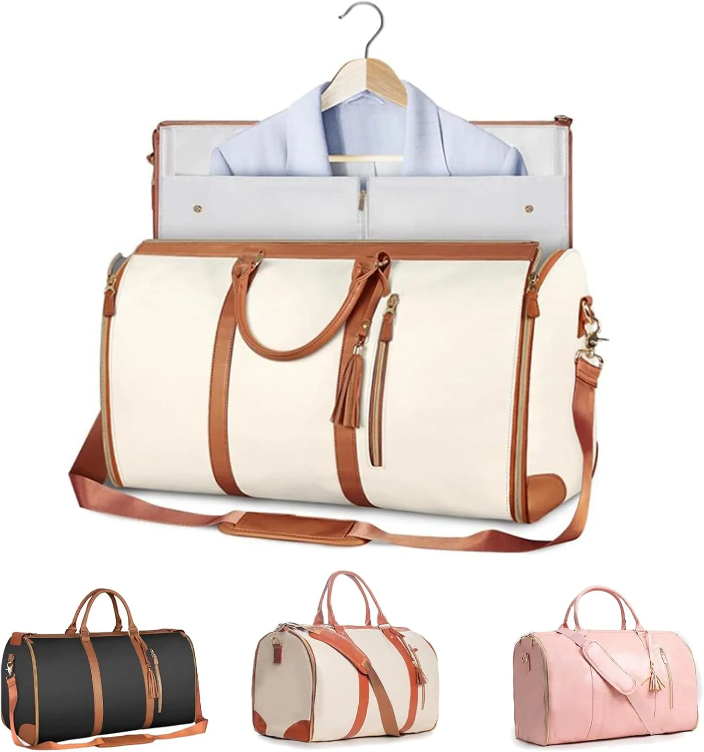 June Travel Bag, Convertible Duffle Garment Bag, 3 In 1 Garment Duffle Bags for Travel, Large Capacity Luggage Bag for Women (one size,Beige)