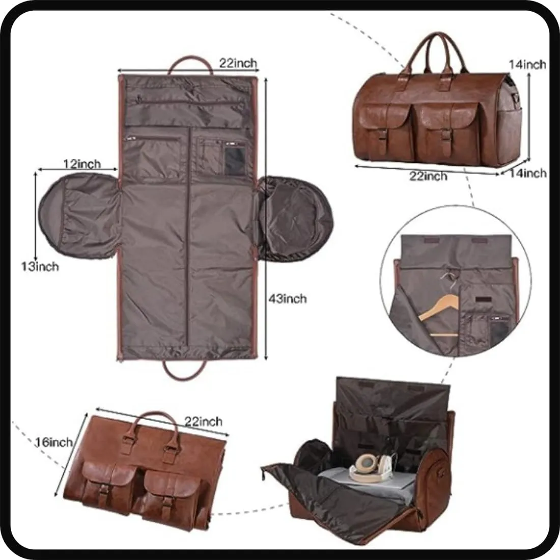 June Travel Bag, Convertible Duffle Garment Bag, 3 In 1 Garment Duffle Bags for Travel, Large Capacity Luggage Bag for Women (one size,Beige)