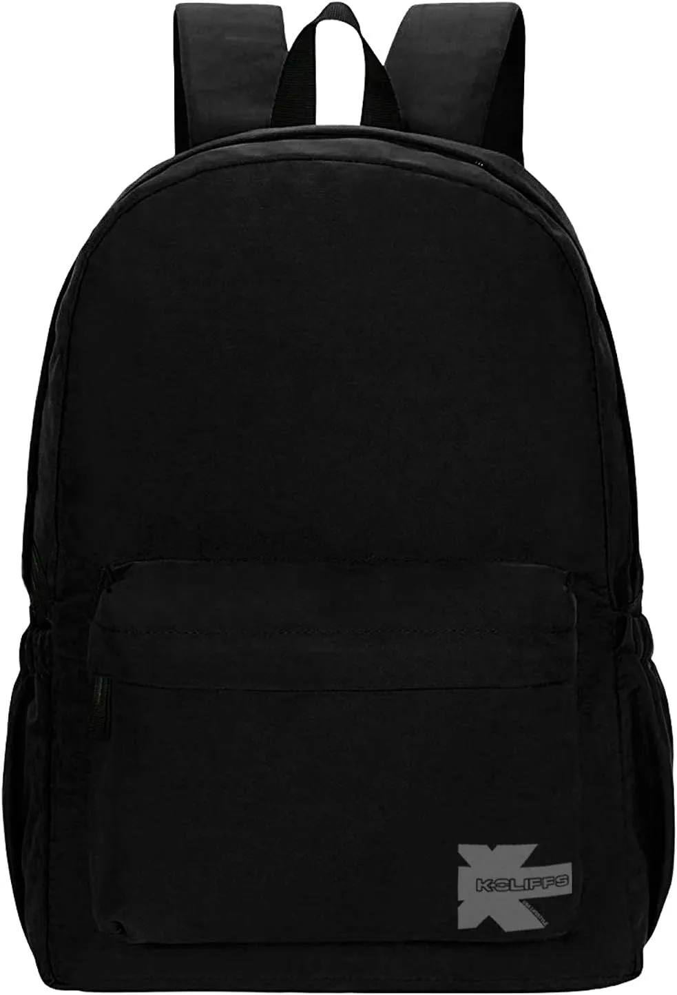 K-Cliffs Classic Backpack Quality Student Bookbag Basic Travel Daypack w/Water Bottle Pockets Black