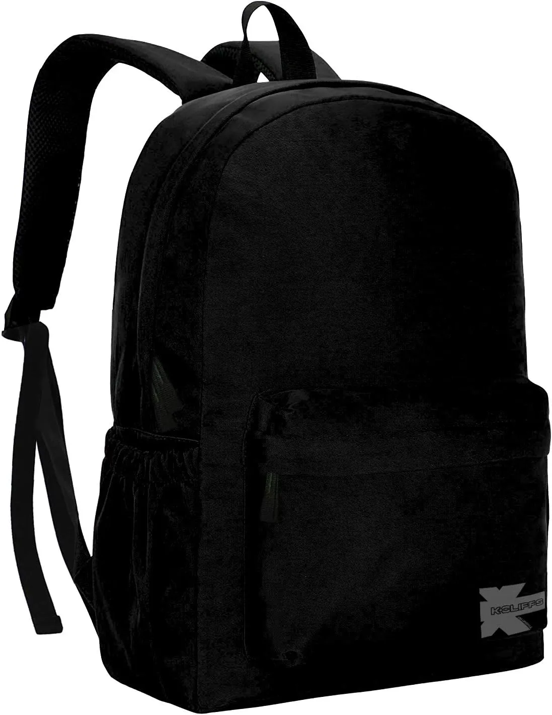 K-Cliffs Classic Backpack Quality Student Bookbag Basic Travel Daypack w/Water Bottle Pockets Black
