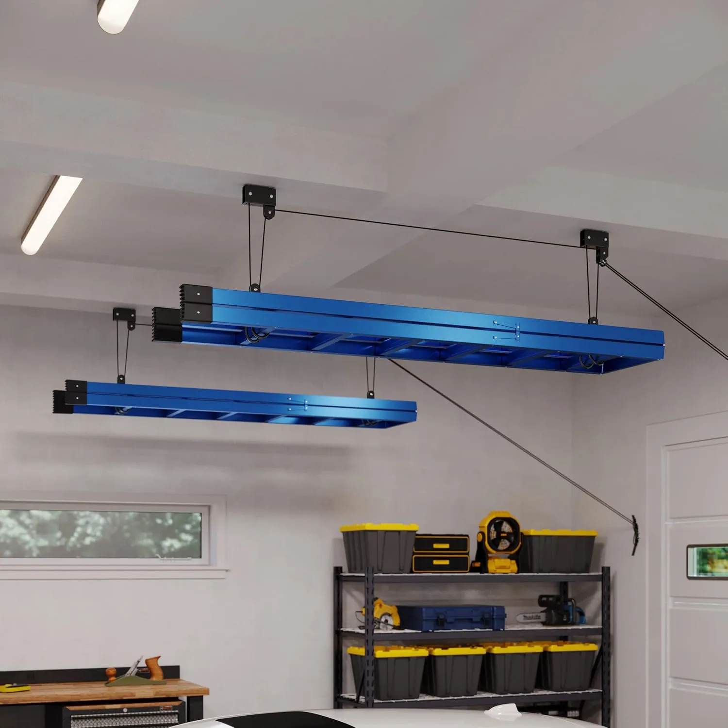Kayak Storage Hoist - Overhead Pulley System with 125lb Capacity for Canoes, Bikes, Ladders, and More - for up to 12-Foot Ceilings