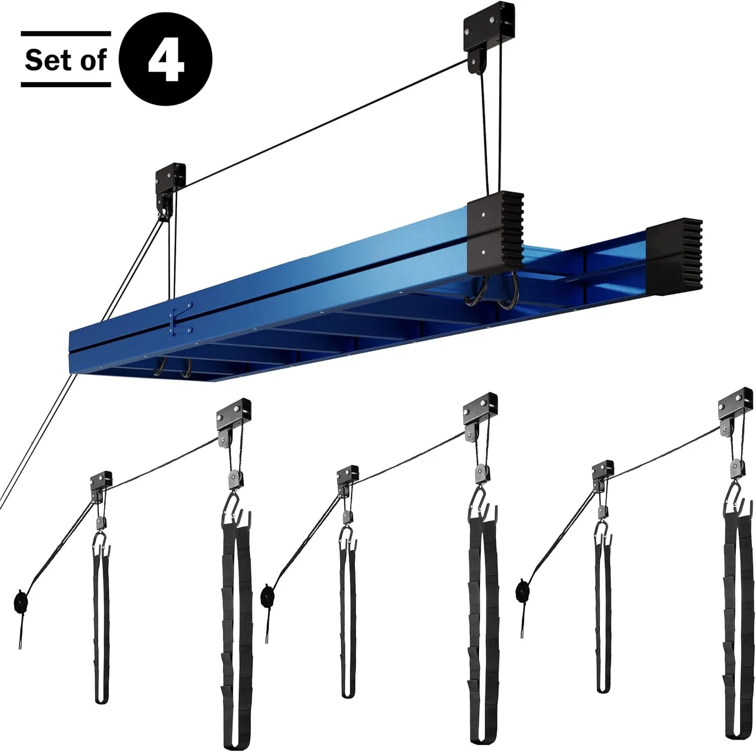 Kayak Storage Hoist - Overhead Pulley System with 125lb Capacity for Canoes, Bikes, Ladders, and More - for up to 12-Foot Ceilings