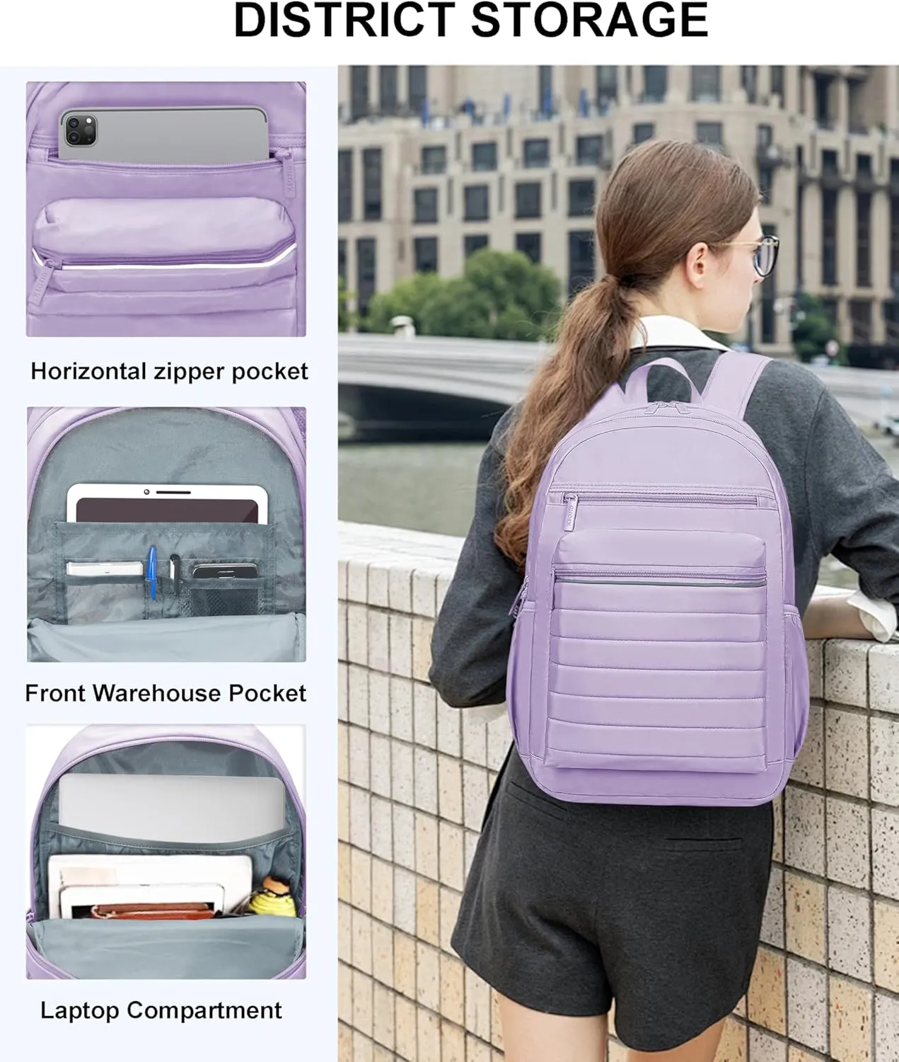 KEOFID Travel Backpack for Women Carry-On, Backpack Purse for Women, Anti-Theft Womens backpacks, Casual Back pack for College(Purple)