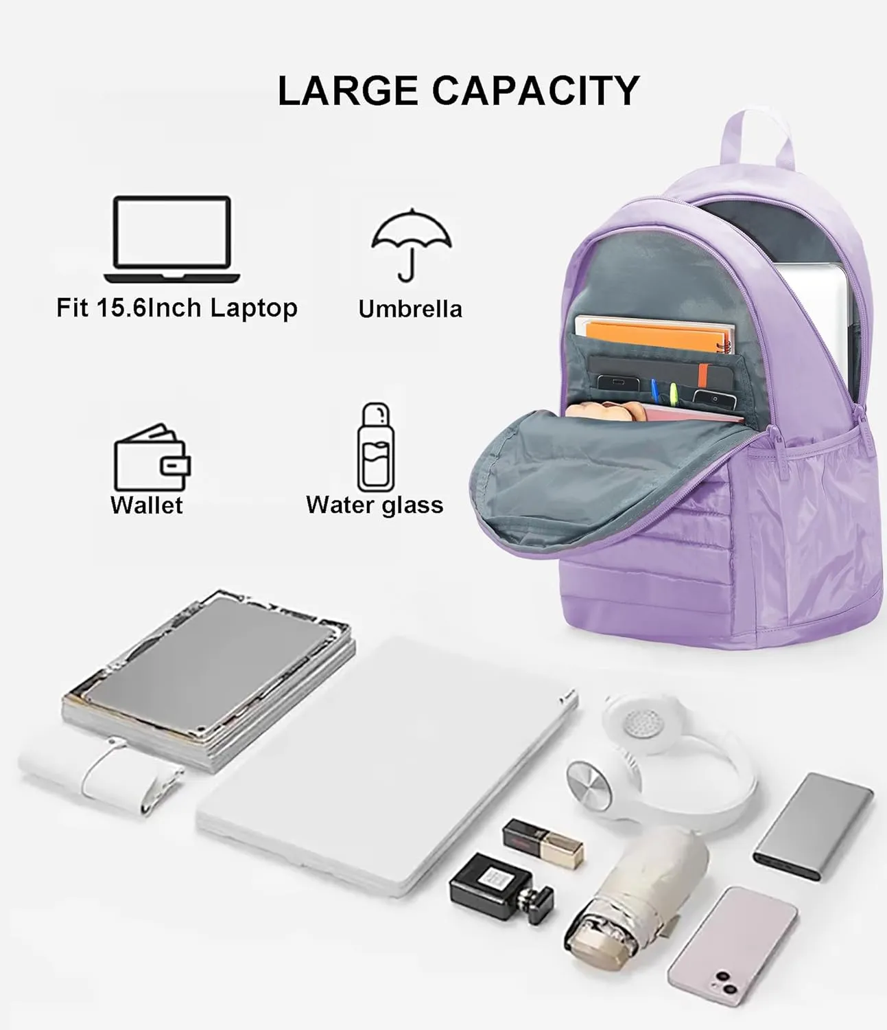 KEOFID Travel Backpack for Women Carry-On, Backpack Purse for Women, Anti-Theft Womens backpacks, Casual Back pack for College(Purple)