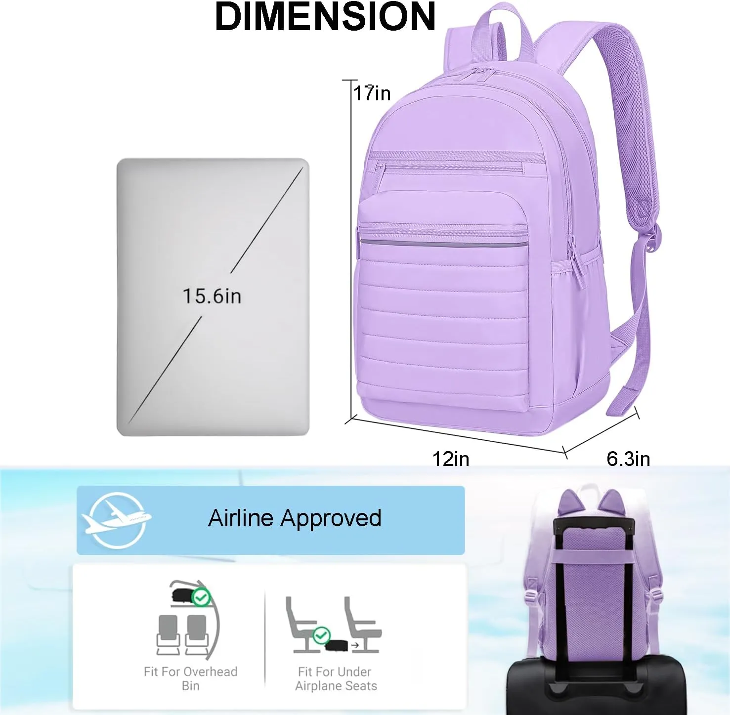 KEOFID Travel Backpack for Women Carry-On, Backpack Purse for Women, Anti-Theft Womens backpacks, Casual Back pack for College(Purple)