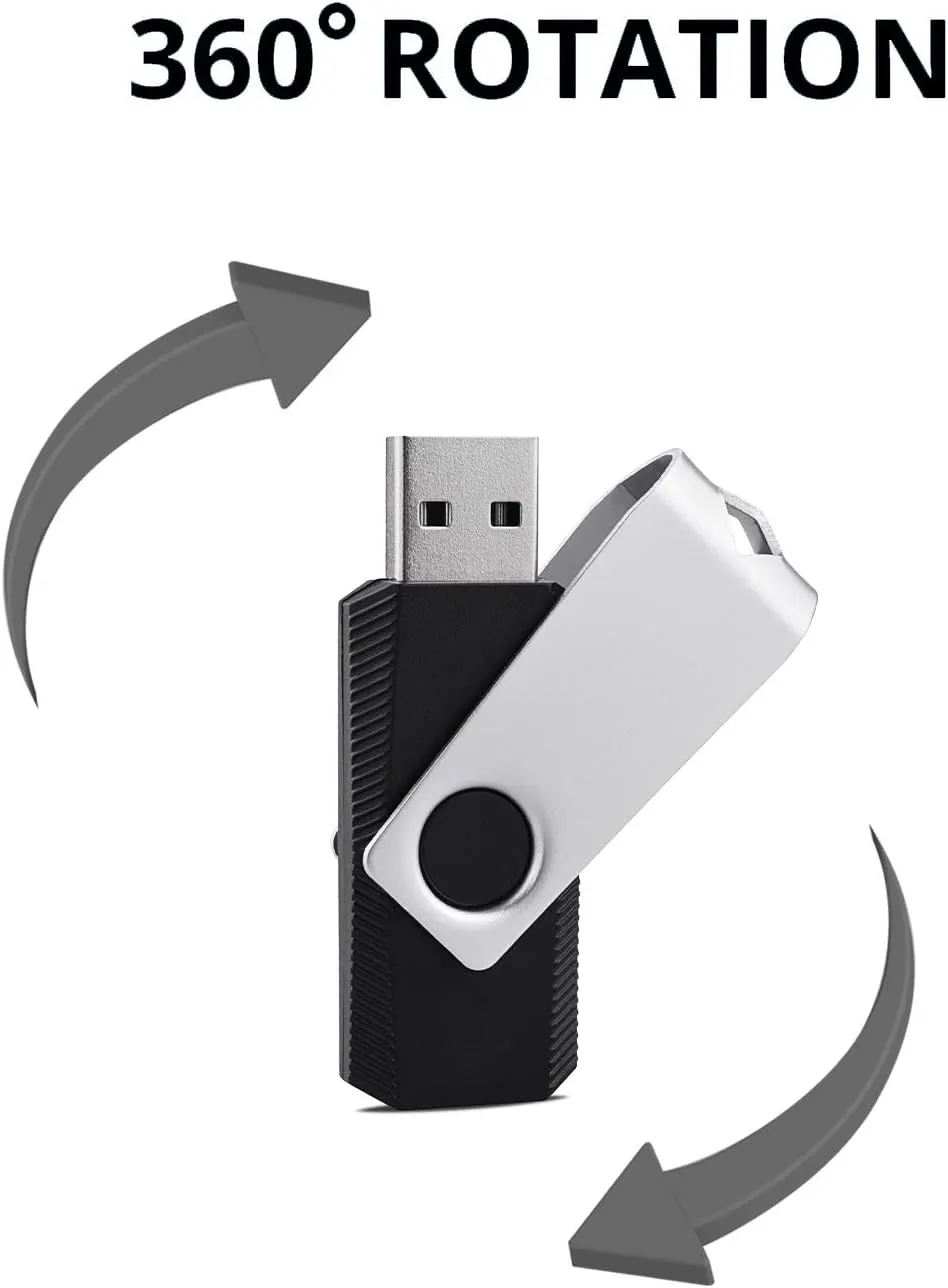 KEXIN 10 Pack USB Flash Drive - 64GB Thumb Drive with Swivel, Black (64GB, 10 Pack)