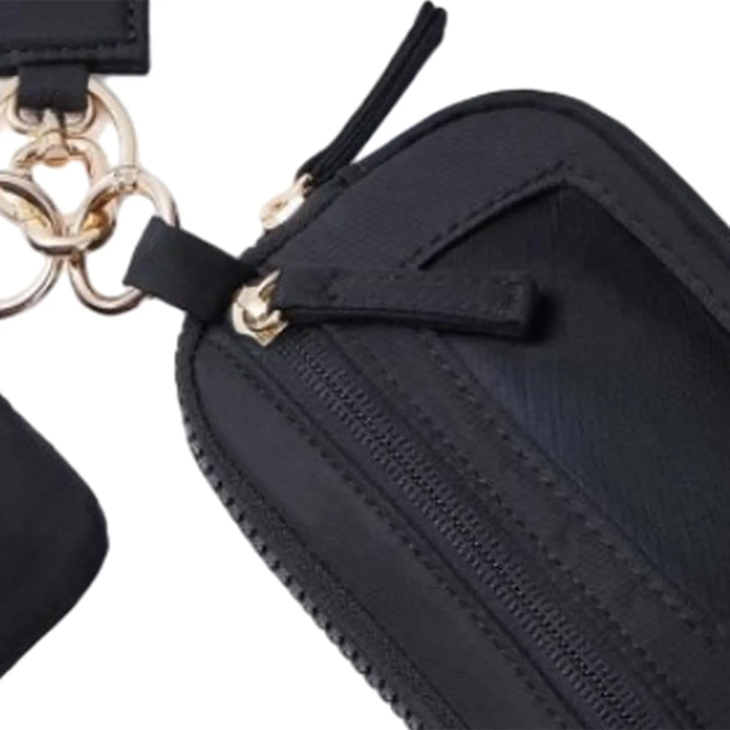 Keychain Wristlet Wallet Small Wallet with Keyring Bag Water Resistant Practical Purse Double Pouch for Birthday Gift Trekking, Black