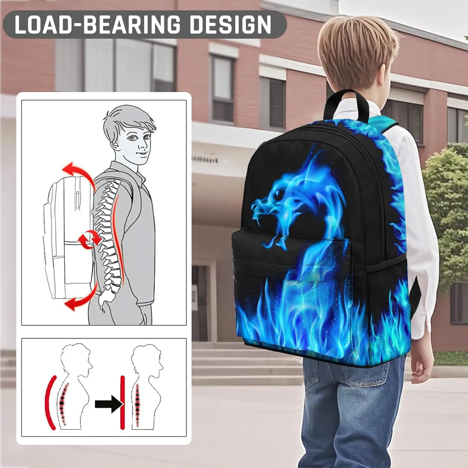 Kids Backpack for Boys，Cool Boys Backpack for Children Elementary Middle School Students，Lightweight School Bookbag for Travel and Daily Use