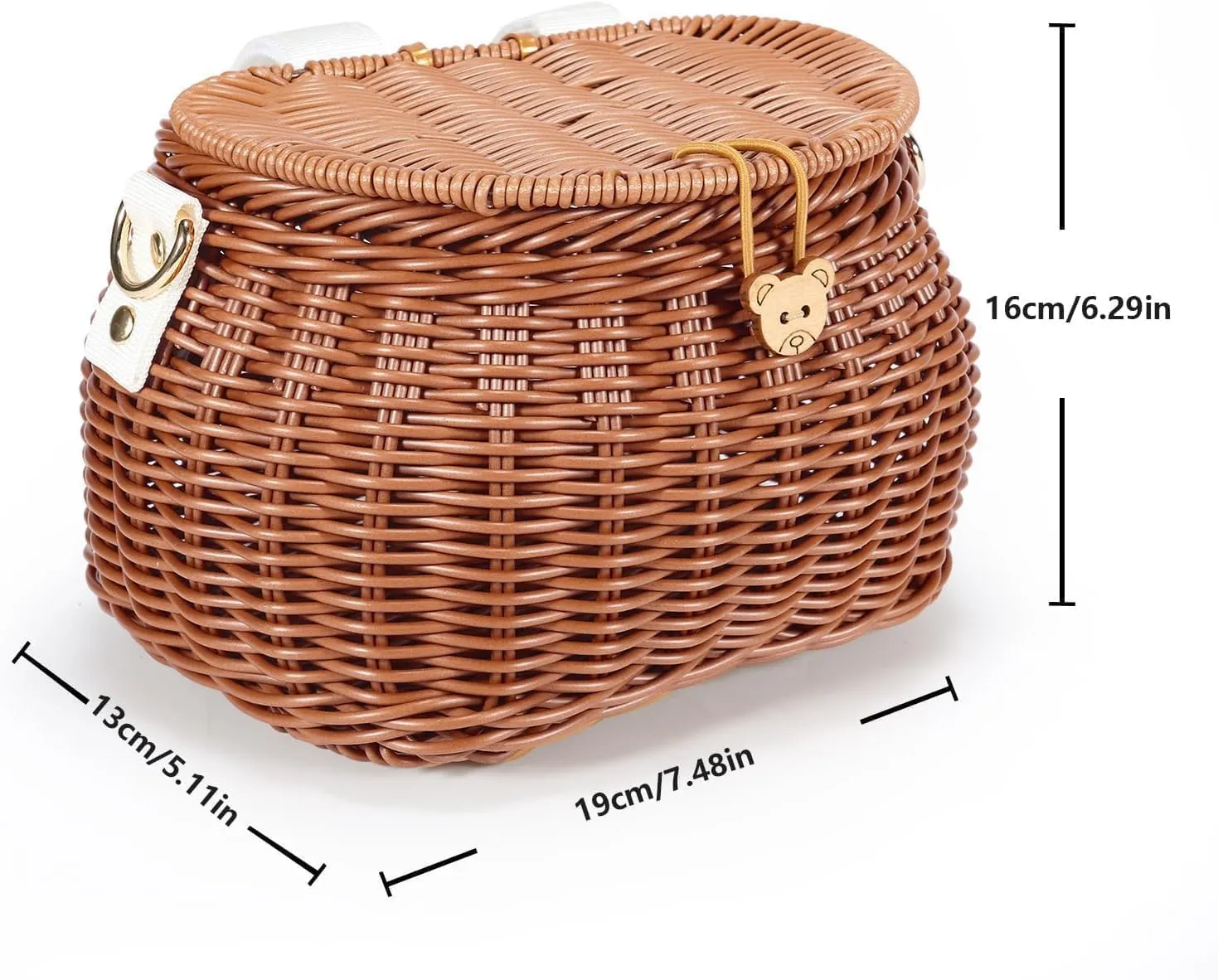 Kids Cycling Basket Set - Handwoven Rattan Backpack with Lid and Shoulder Strap for Bike, Scooter, Tricycle