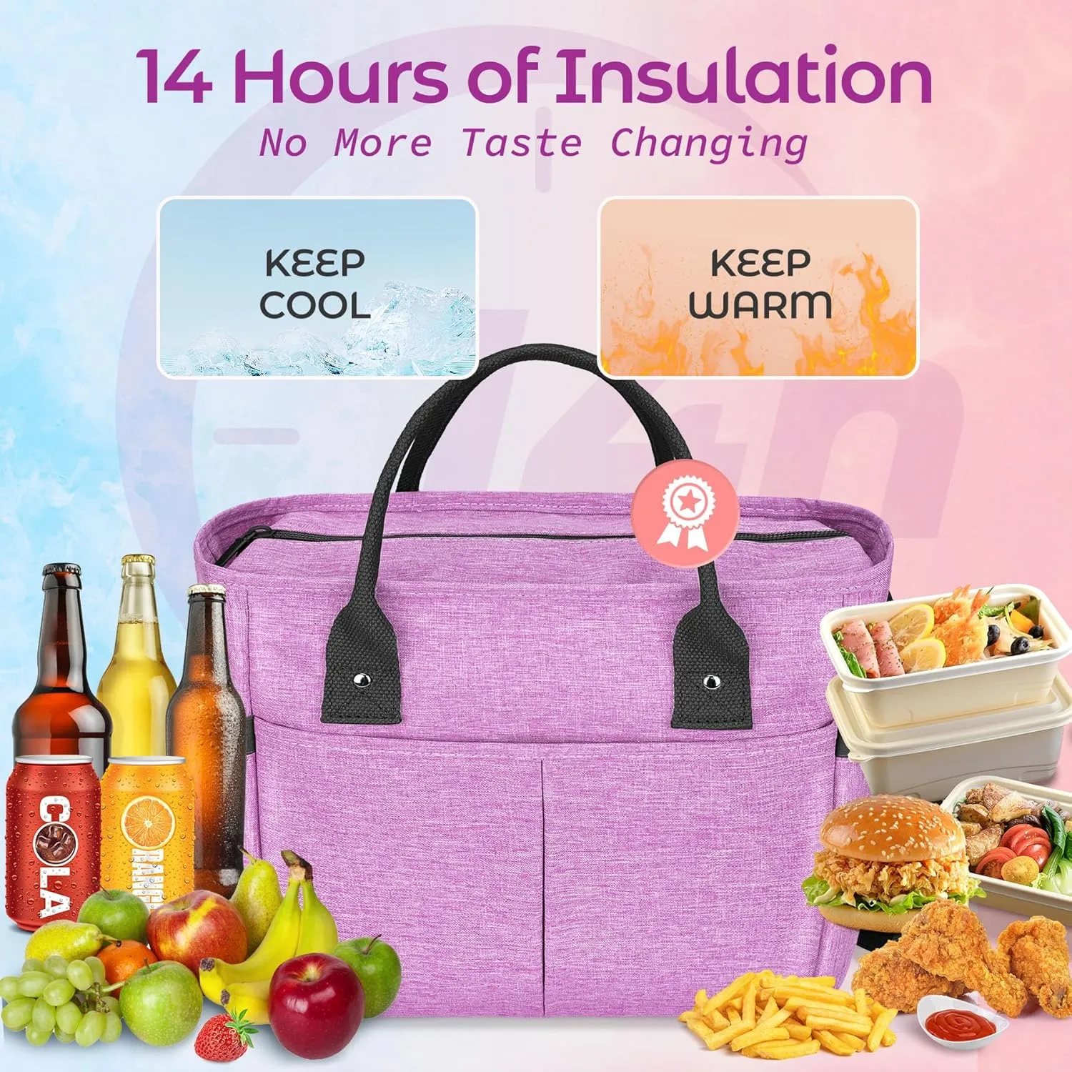 KIPBELIF Cute&Classy Roomy Insulated Lunch Bags for Women - Stylish & Functional Large Tote Adult Lunch Box for Working & Picnic