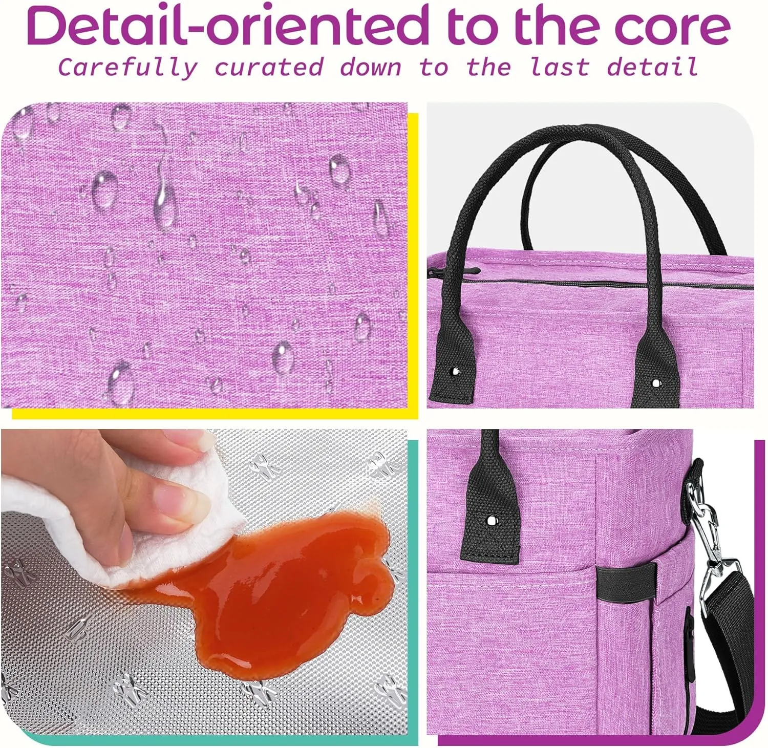 KIPBELIF Cute&Classy Roomy Insulated Lunch Bags for Women - Stylish & Functional Large Tote Adult Lunch Box for Working & Picnic