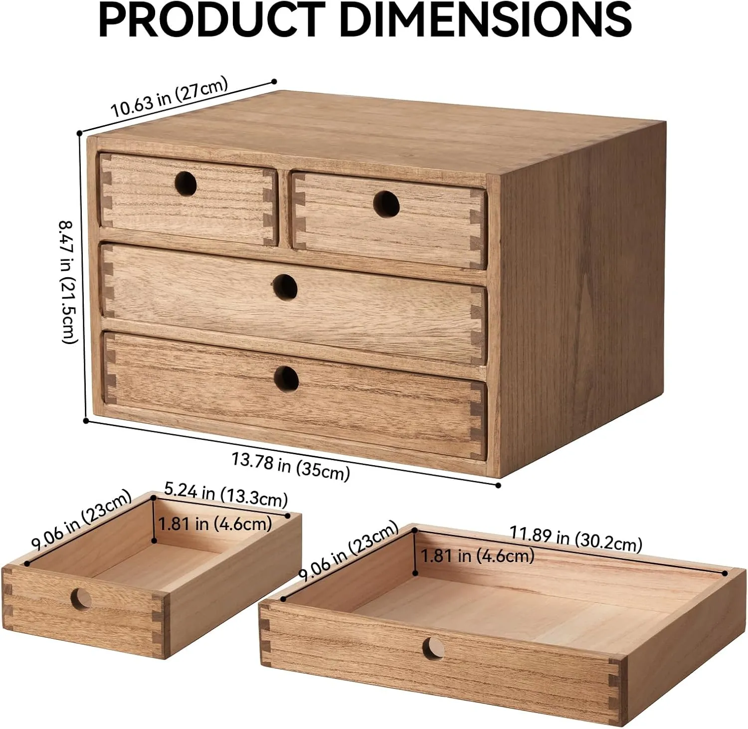 KIRIGEN Wood Desktop Storage Cabinet/Workspace Document Office Necessity Organizer with 4 Drawers/Home,Office Letter Mail Sorter with 3 Levels/Hold Makeup Box (BR, 3-Layer &4 Drawers)