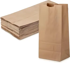 Kraft Paper Bags - 2 lb (4 x 2.5 x 8 inch) Paper Bags - Brown Paper Lunch Sandwich Bags for Bake Sales, Grocery, Retail, Candy, Farmers Market and Takeout (100)