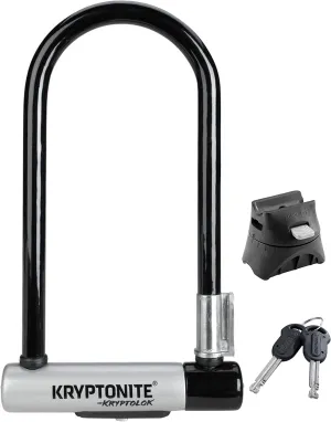Kryptonite Kryptolok Standard Bike U-Lock, Heavy Duty Anti-Theft Bicycle U Lock, 12.7mm Shackle with Mounting Bracket and Keys, High Security Lock for Bicycles Scooters,Black