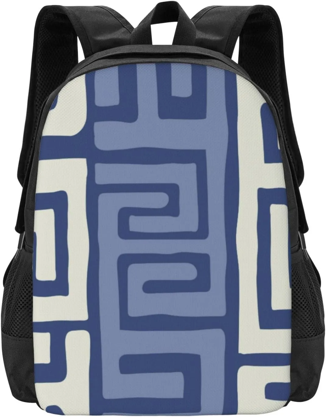 Kuba Cloth Inspired Cool Earth Colors Geometric Lightweight Packable Backpack Travel Casual Large Capacity Daypack Foldable Backpack For Men Women