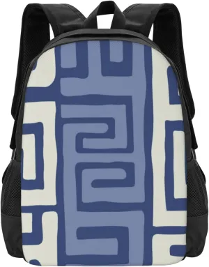 Kuba Cloth Inspired Cool Earth Colors Geometric Lightweight Packable Backpack Travel Casual Large Capacity Daypack Foldable Backpack For Men Women