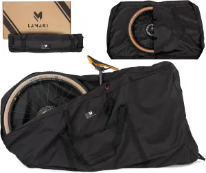 lamaki Bike Travel Bag XXL for Road & Gravel, MTB 26-29 inch - Only Remove the Front Wheel - Premium Metal Zippers, Heavy Duty Nylon 1680D - Bike Transport Bag - Ideal for Bikepacking