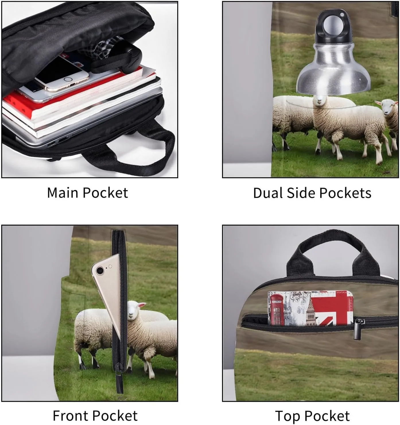 Lambs And Sheep Print Lightweight Backpack, Travel Bookbag College Bag,Laptop Backpack For Men Women
