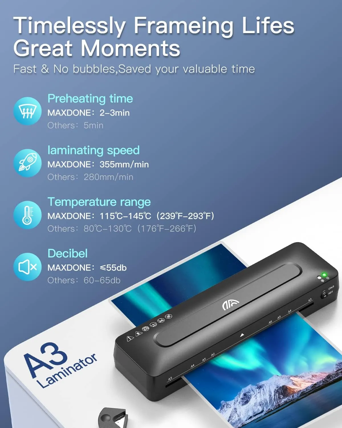 Laminator Machine A3 Laminating Machine - Laminator Machine 11x17, Cold Thermal Laminator with Cutter and Corner Rounder, 13 Inch Laminator Machine with Laminating Sheets for Home Office School