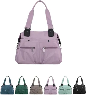 Langrents Large Capacity Waterproof Multi Pocket Shoulder Bag, Crossbody Travel Messenger Bag, Nylon Shoulder Tote Bag