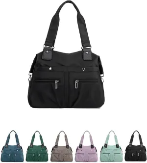 Langrents Large Capacity Waterproof Multi Pocket Shoulder Bag, Crossbody Travel Messenger Bag, Nylon Shoulder Tote Bag