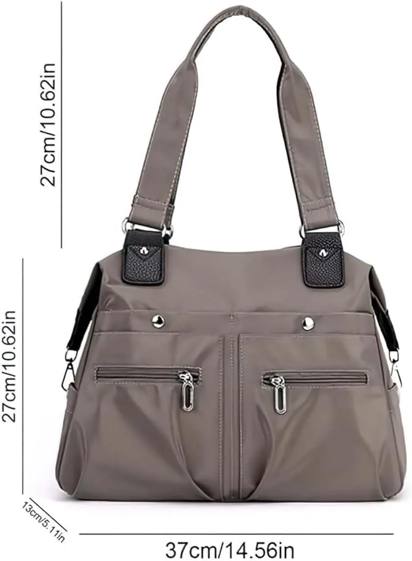 Langrents Large Capacity Waterproof Multi Pocket Shoulder Bag, Crossbody Travel Messenger Bag, Nylon Shoulder Tote Bag