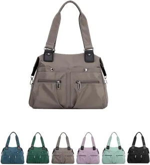 Langrents Large Capacity Waterproof Multi Pocket Shoulder Bag, Crossbody Travel Messenger Bag, Nylon Shoulder Tote Bag