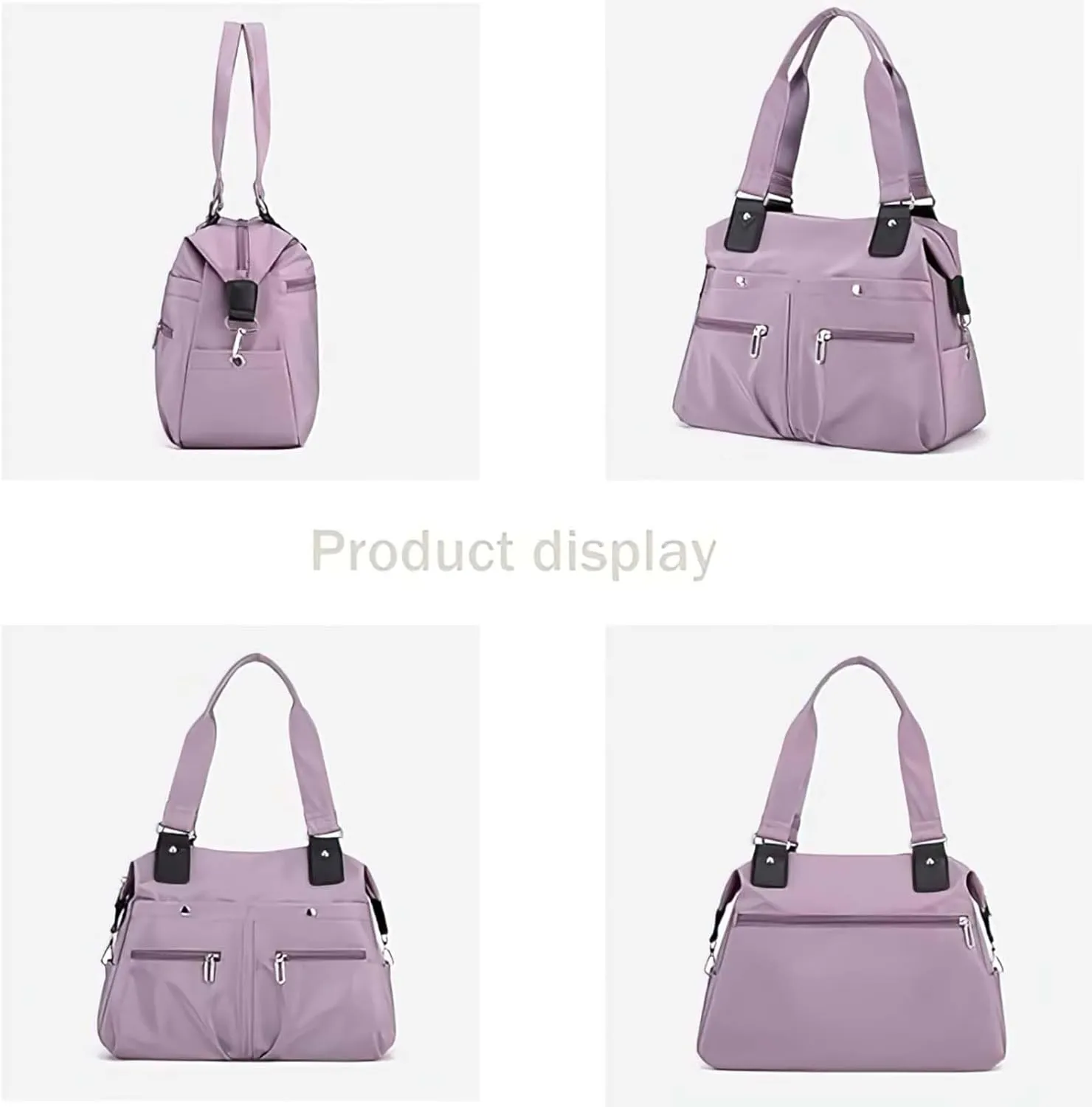 Langrents Large Capacity Waterproof Multi Pocket Shoulder Bag, Crossbody Travel Messenger Bag, Nylon Shoulder Tote Bag