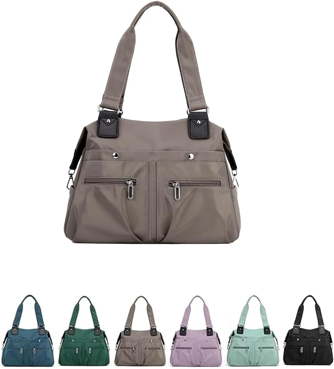 Langrents Large Capacity Waterproof Multi Pocket Shoulder Bag, Crossbody Travel Messenger Bag, Nylon Shoulder Tote Bag