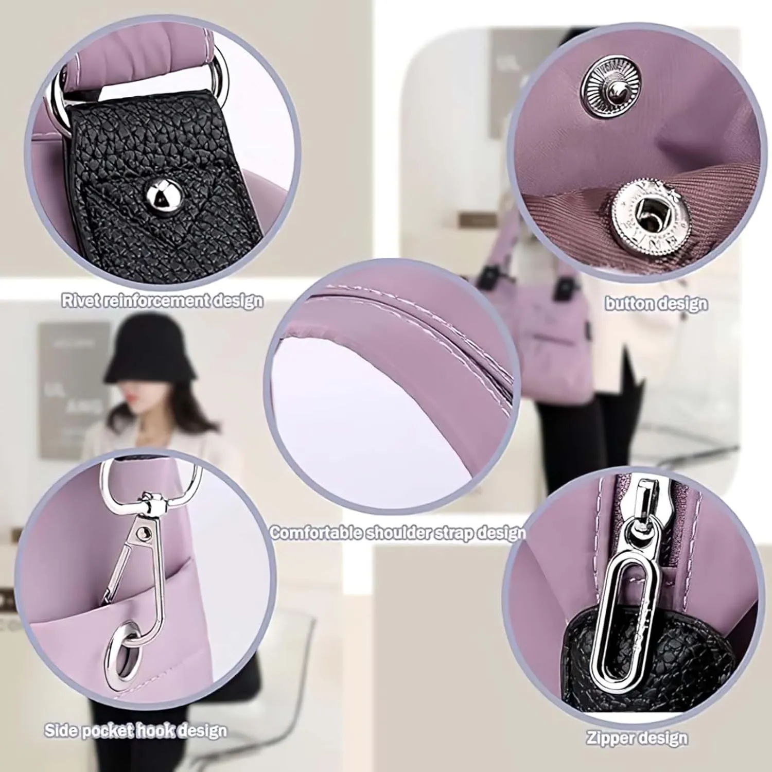 Langrents Large Capacity Waterproof Multi Pocket Shoulder Bag, Crossbody Travel Messenger Bag, Nylon Shoulder Tote Bag