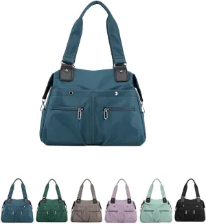 Langrents Large Capacity Waterproof Multi Pocket Shoulder Bag, Crossbody Travel Messenger Bag, Nylon Shoulder Tote Bag