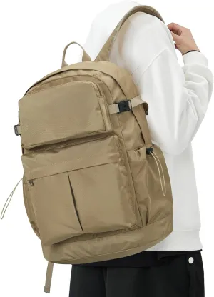 Laptop Backpack For Men Simple College Backpack Lightweight Travel Backpack For Traveling On Airplane Casual Daypack Carry On Backpack(Khaki)