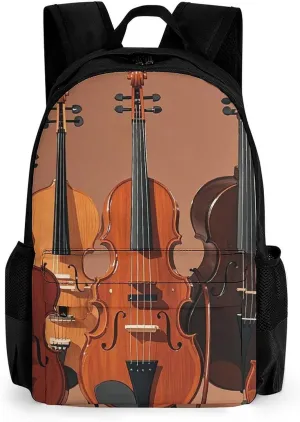 Laptop Backpack for Men Women Monochrome String Instruments Backpack Casual Bag Travel Backpack Simple Bag for Hiking
