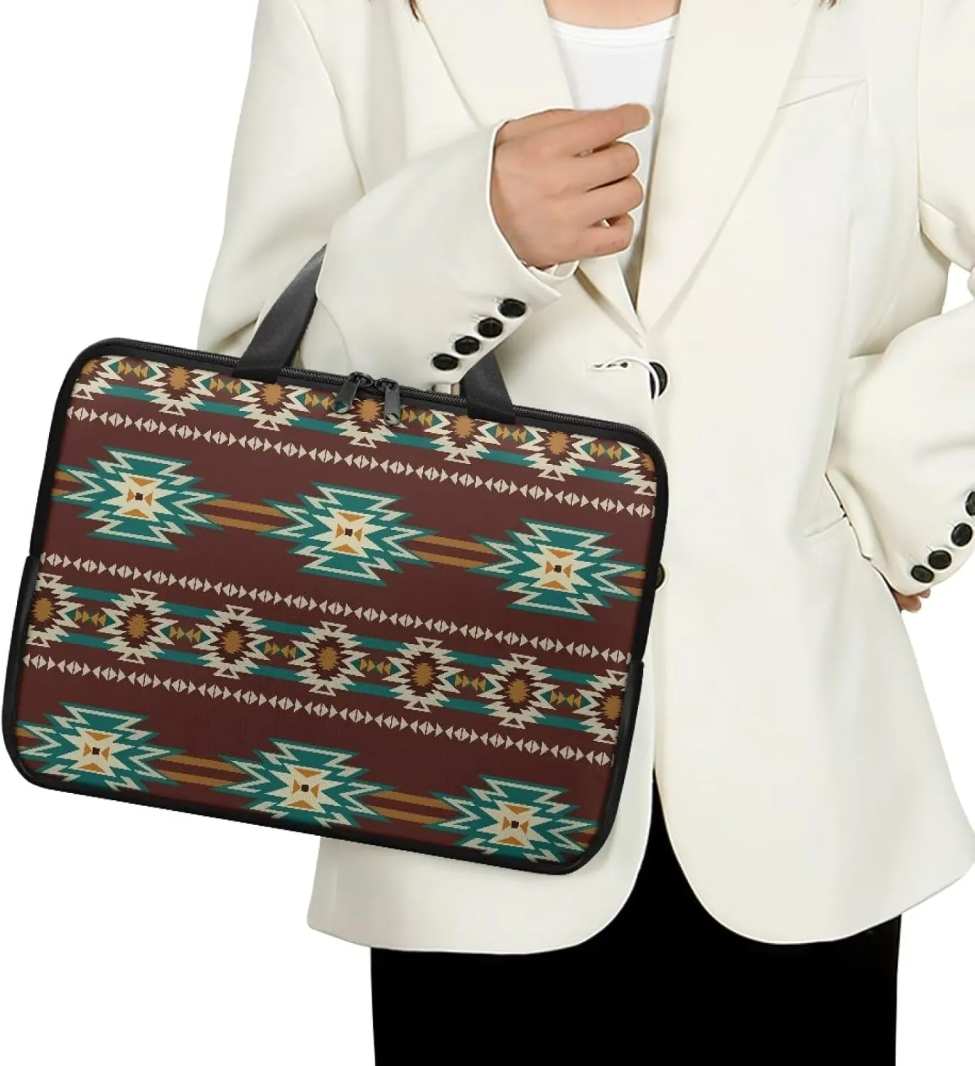 Laptop Bag Case Womens Mens Leather Laptop Sleeve Zipper Shockproof Computer Carrying Bag 10 Inch- 17 Inch