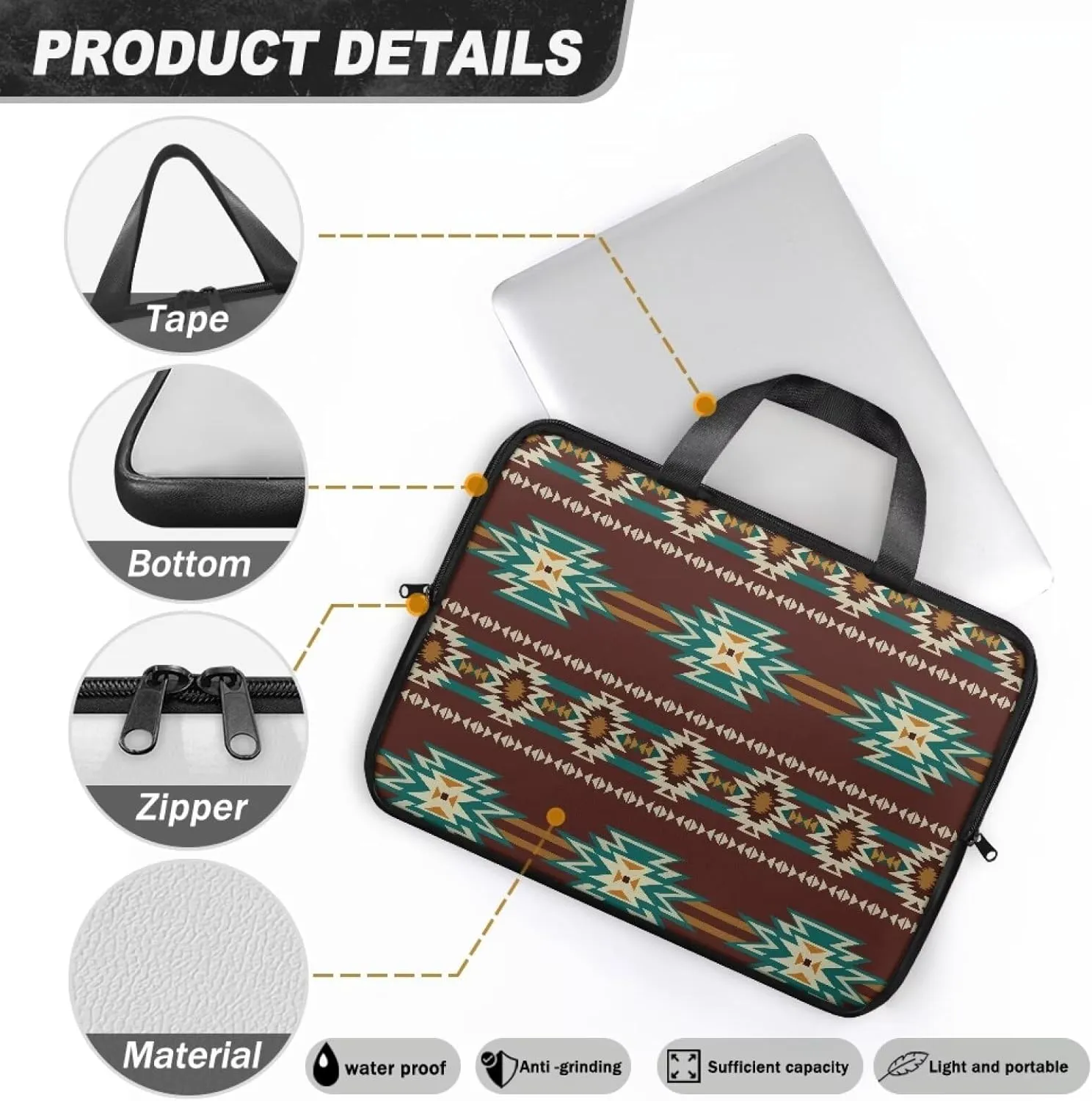Laptop Bag Case Womens Mens Leather Laptop Sleeve Zipper Shockproof Computer Carrying Bag 10 Inch- 17 Inch