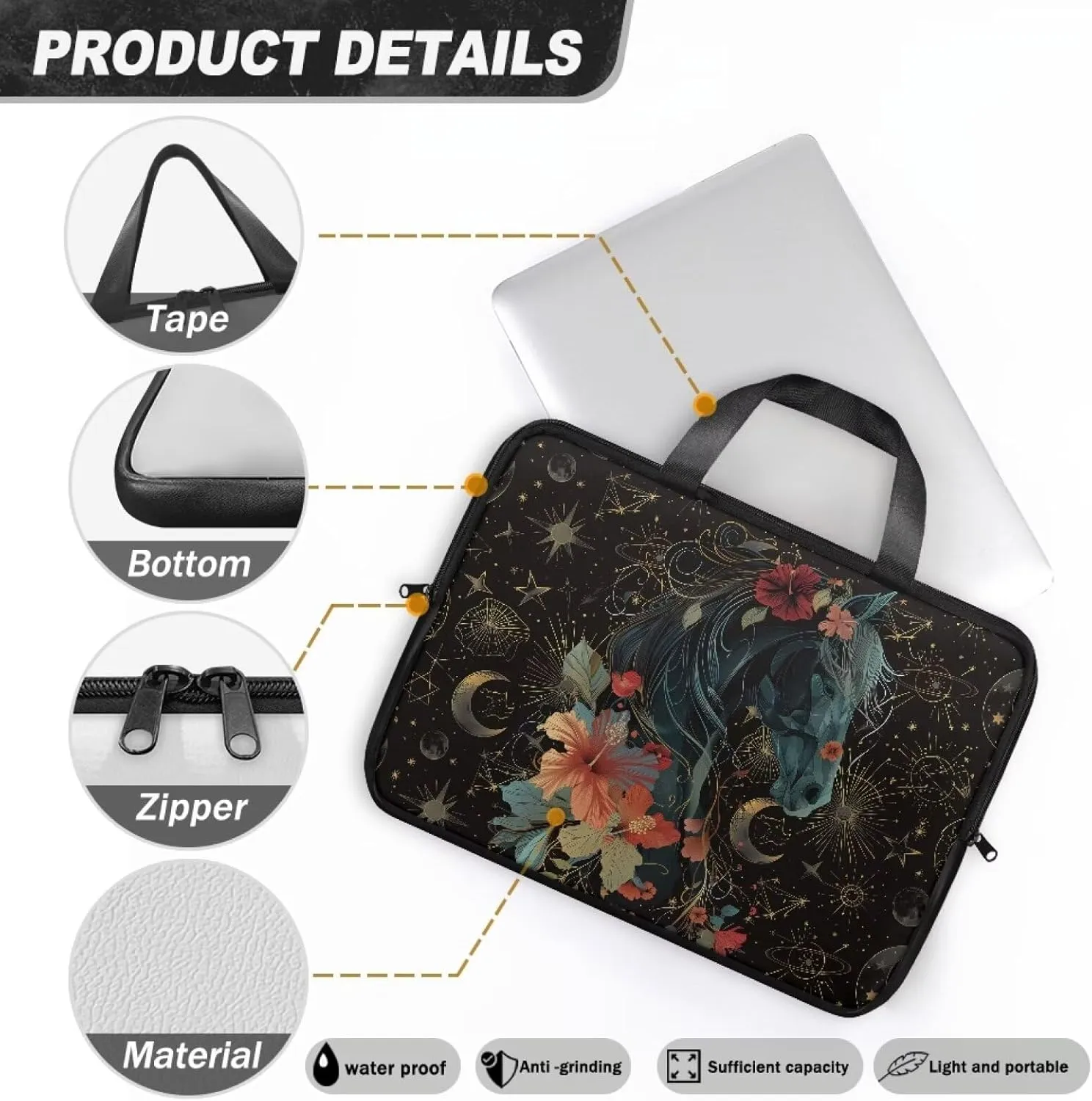 Laptop Bag for Women Men Waterproof Carrying Case Zipper Computer Handbag for Office Business 10 Inch- 17 Inch