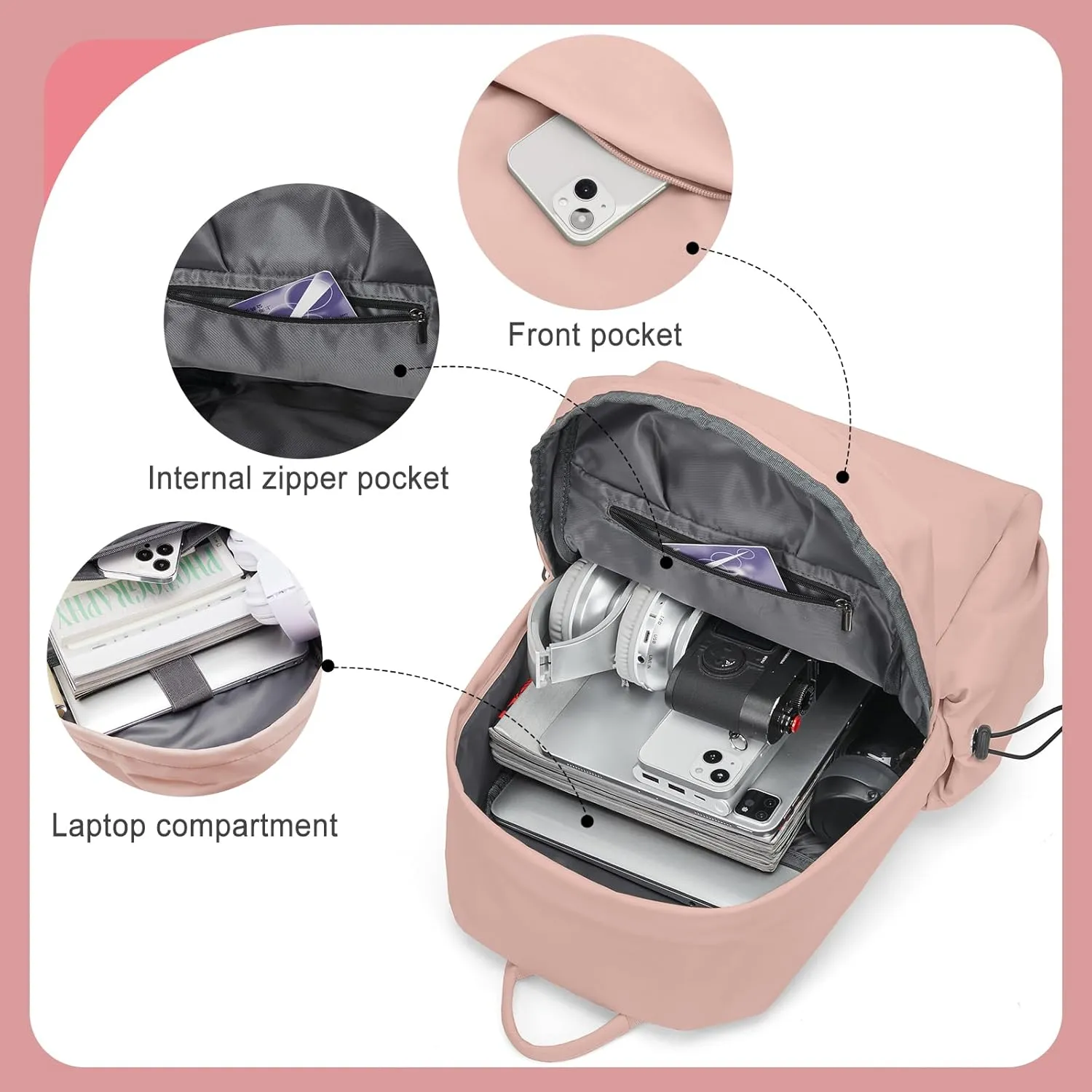 Large Backpacks for School Bag School Backpack for College Backpacks Bookbag for Women Waterproof Gym Backpack for Men Book Bags Small Simple Backpack Pink