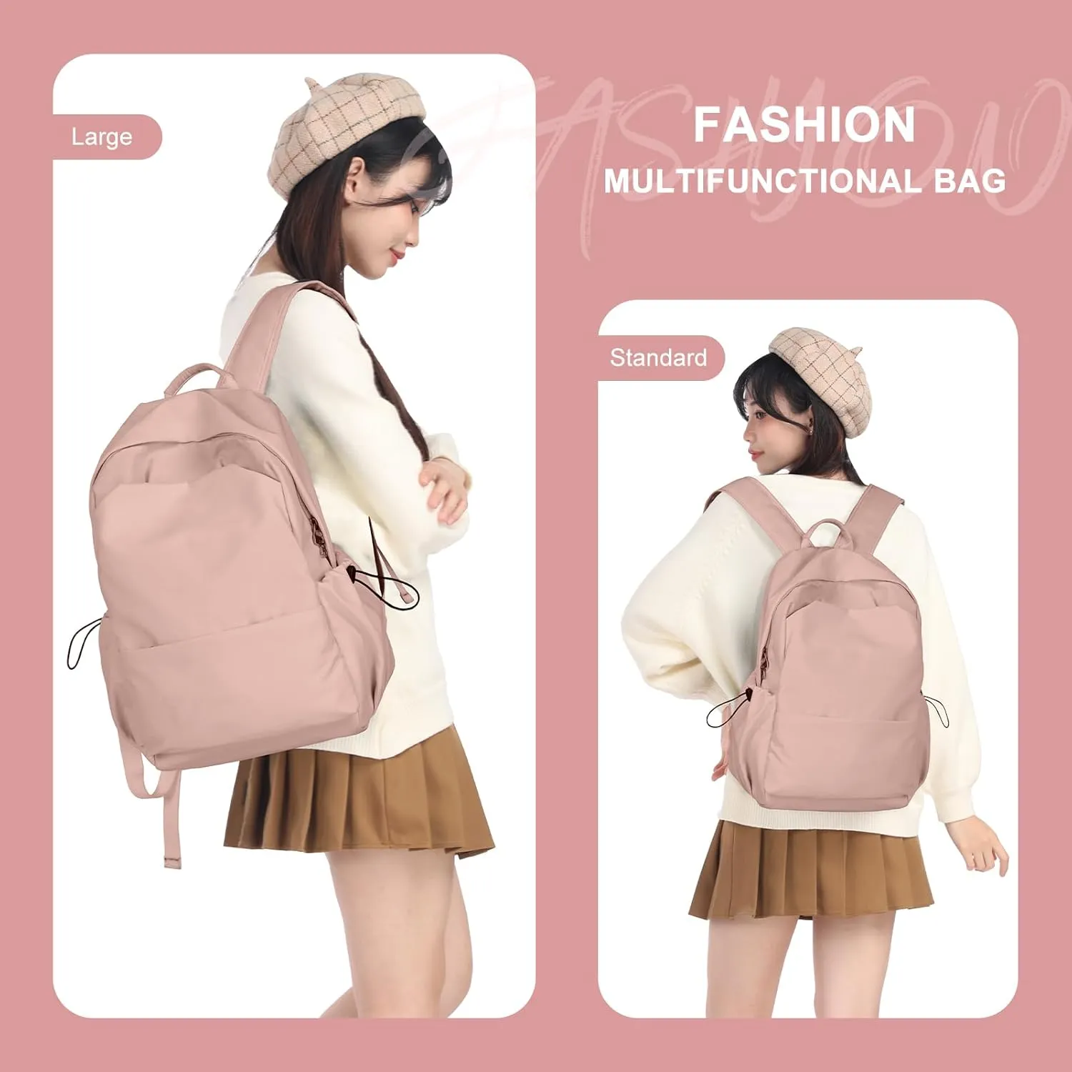 Large Backpacks for School Bag School Backpack for College Backpacks Bookbag for Women Waterproof Gym Backpack for Men Book Bags Small Simple Backpack Pink