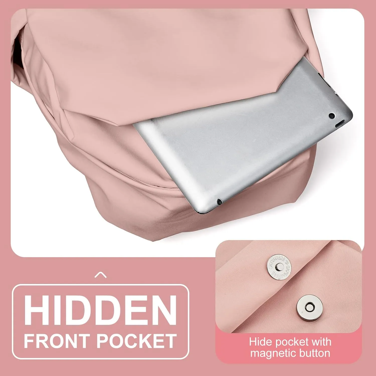 Large Backpacks for School Bag School Backpack for College Backpacks Bookbag for Women Waterproof Gym Backpack for Men Book Bags Small Simple Backpack Pink