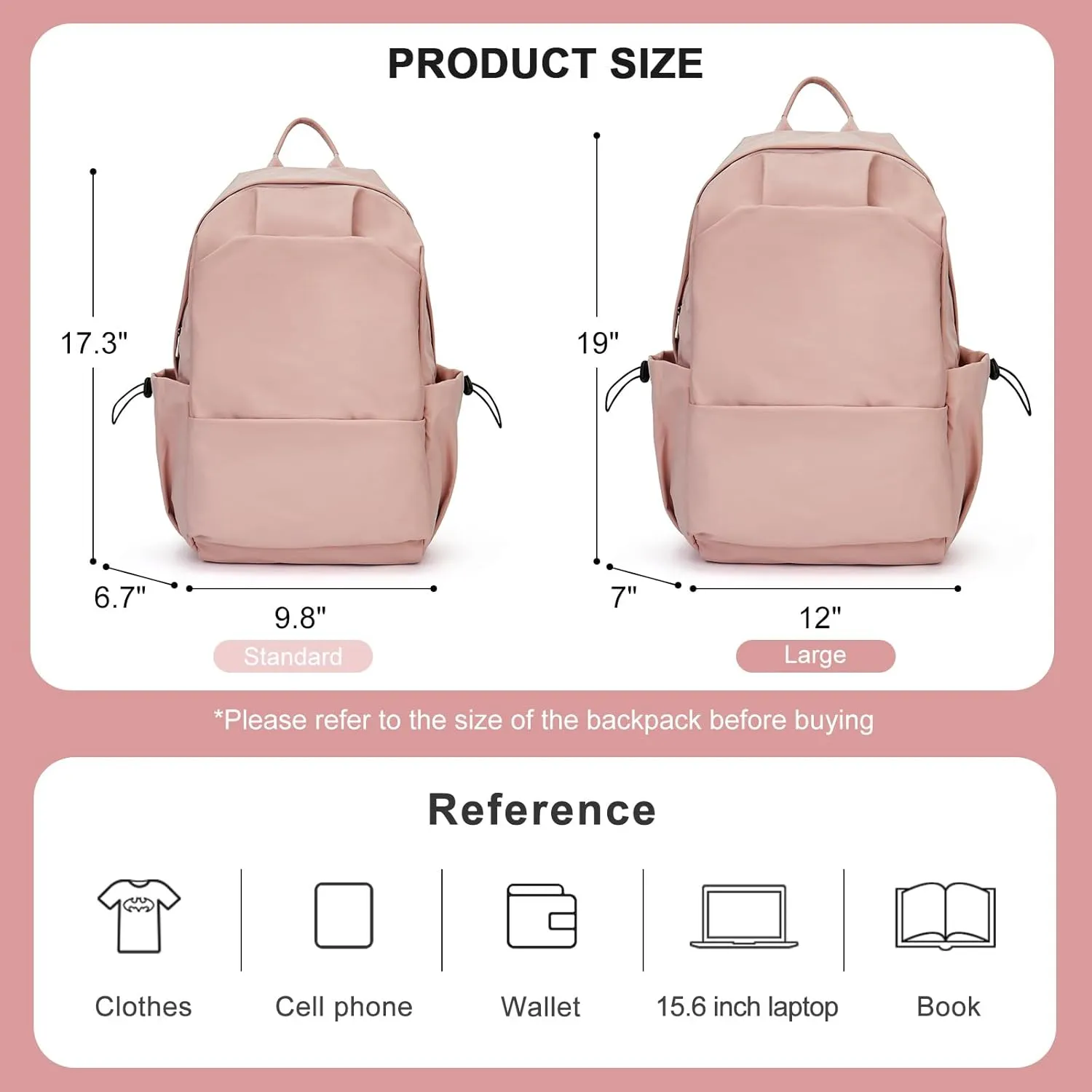 Large Backpacks for School Bag School Backpack for College Backpacks Bookbag for Women Waterproof Gym Backpack for Men Book Bags Small Simple Backpack Pink