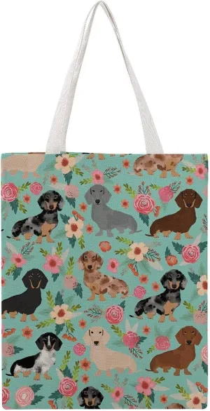 Large Canvas Shopping Bag,Dachshund Print Cotton Tote Bag,practical Large Capacity Tote Bag,ladies Tote Bag