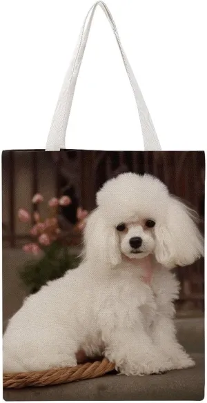 Large Canvas Shopping Bag,French Poodle Print Cotton Tote Bag,practical Large Capacity Tote Bag,ladies Tote Bag