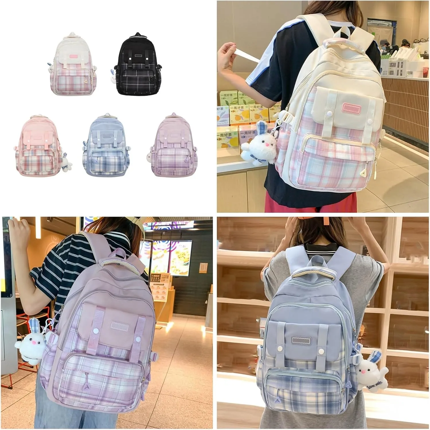 Large Capacity Backpack Casual Daypacks Student School Backpack Aesthetic Backpack Travel Bag for Teens Girls, Blue, as the pic show