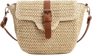 Large capacity Bag Straw Bag, Outing Messenger Bag, Beach Bag, Woven Shoulder Bag, Mobile Phone Bag Ladies shoulder Bag(White)