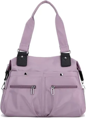 Large Capacity Lightweight Waterproof Multi-Pocket Nylon Shoulder Bag with Zipper, Crossbody Travel Messenger Bag