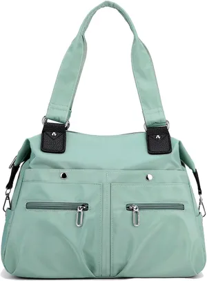 Large Capacity Lightweight Waterproof Multi-Pocket Nylon Shoulder Bag with Zipper, Crossbody Travel Messenger Bag