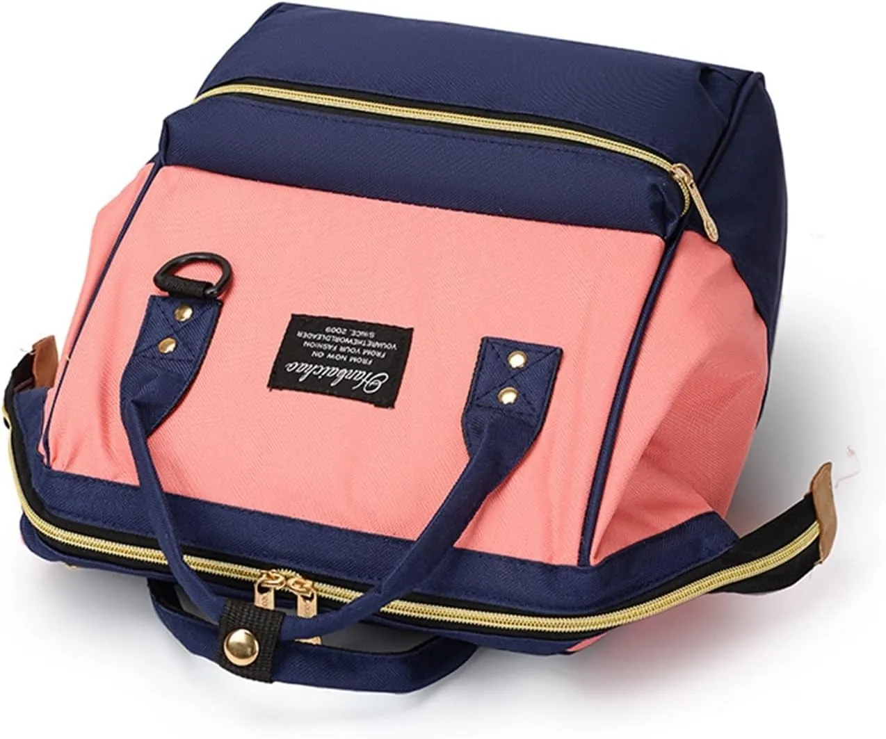 Large Capacity Outdoor Backpack With Contrasting Colors For Mother, Baby, And Mommy Bags(Blue with pink)